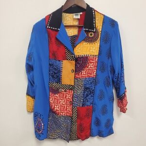 Usindo 3/4 Sleeve Artsy Patchwork Jacket Size M Boho Indie Teacher‎ Maximalist
